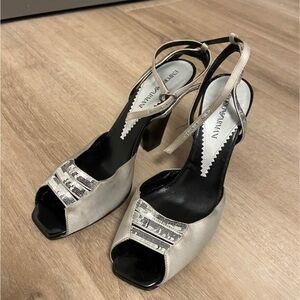 Emporio Armani Metallic Strappy Heels Size : 7